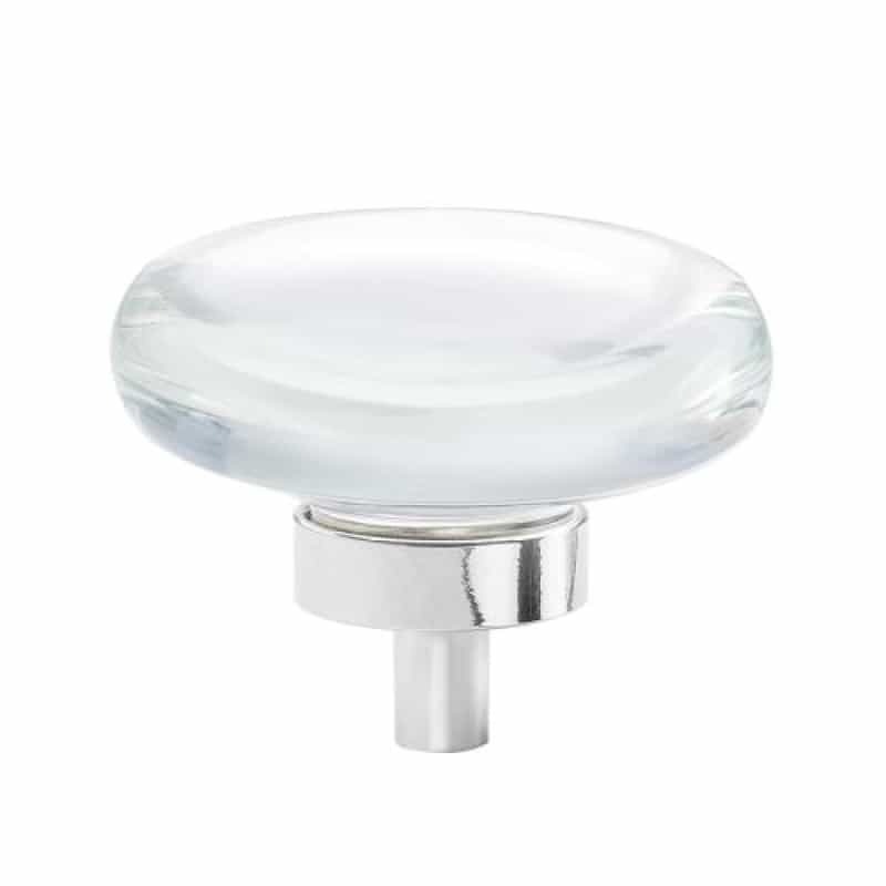 Glacio Aluminum & Glass Cabinet Knob - Clear / Polished Chrome