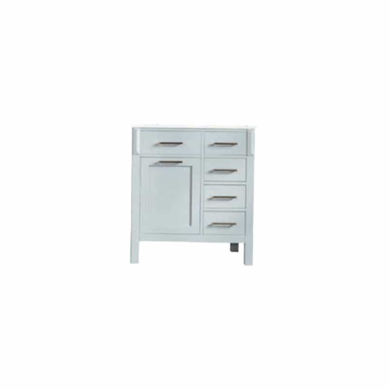 Fawna Grey Wood Freestanding Bathroom Vanity With Brushed Nickel Cabinet Pull - 30" (Assembled) - Grey