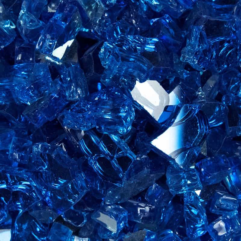 Sapphire Blue Glass Fire Glass - Crushed