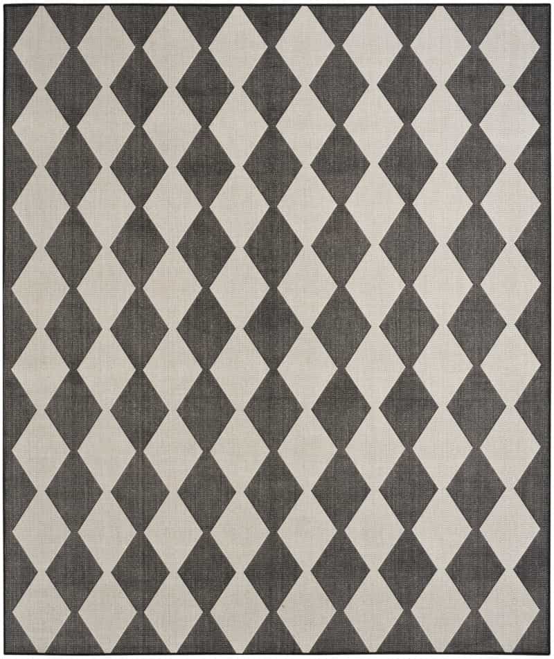 Positano Pos04 Black Polypropylene Modern Area Rug - 6 Ft X 9 Ft - Black