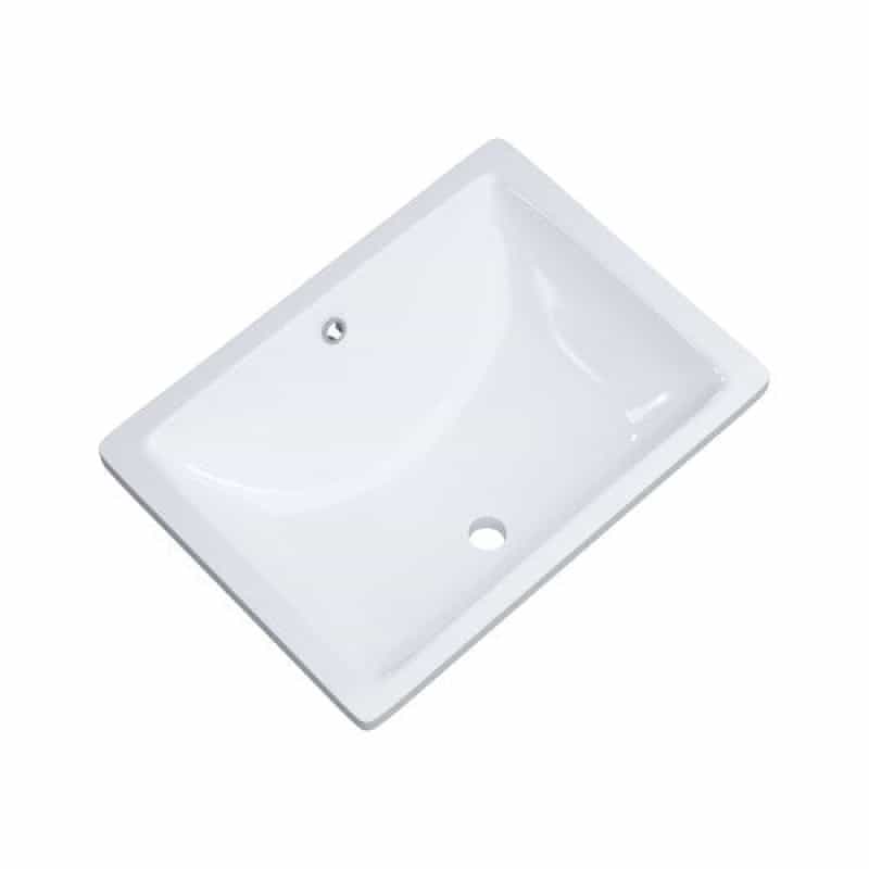 White Ceramic Undermount Bathroom Sink - 12 3/4" X 20 5/8" X 3" - Glossy