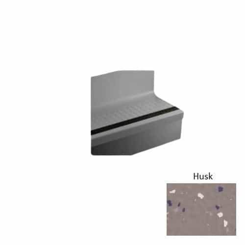Johnsonite Husk Raised Round Rubber Moulding / Trim - 19" X 72" Angle Fit Speckled Stair Tread With Riser (Sq) With Black Grit Tape - Textured