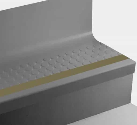 Johnsonite Burnt Umber Raised Round Rubber Moulding / Trim - 19" X 60" Angle Fit Stair Tread With Riser (Sq) With 49 Beige Insert - Textured