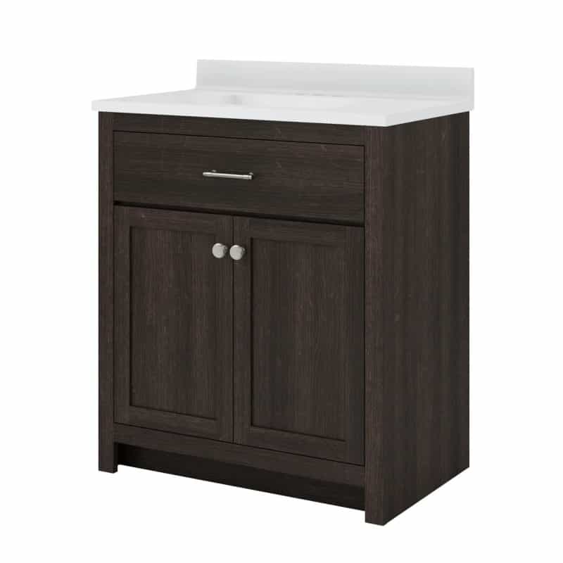 Reese Mocha Wood Freestanding Single Sink Bathroom Vanity With Cultured Marble Top - 31" - Mocha