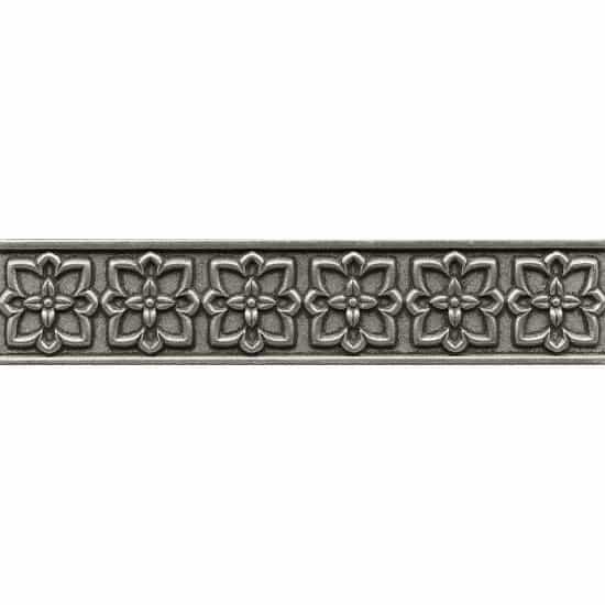 Ambiance Pewter Romanesque Metal Wall Trim - 2 1/2" X 12" Liner - Brushed