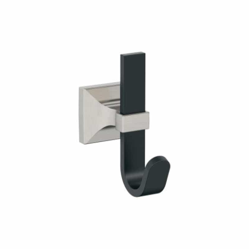 Burbank Zinc Single Prong Decorative Hook - Matte Black / Satin Nickel - 3 15/16" (100 Mm) Length