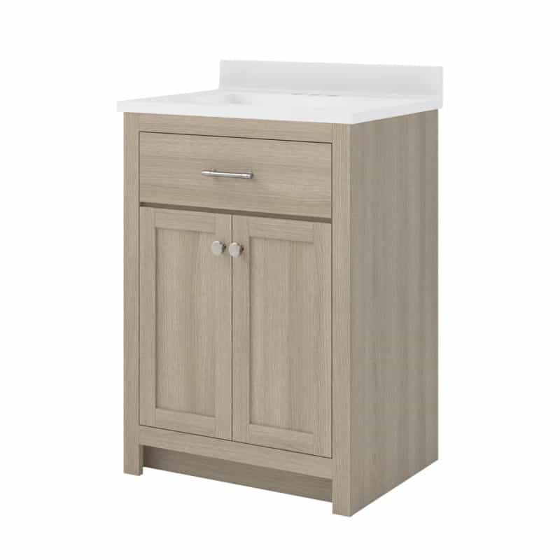 Reese Light Oak Wood Freestanding Single Sink Bathroom Vanity With Cultured Marble Top - 25" - Light Oak