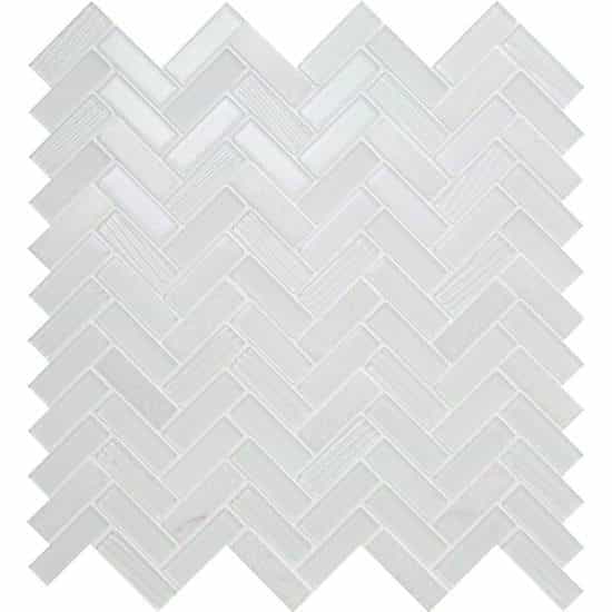 Serentina Bliss Stone & Glass Mosaic - Herringbone - Glossy & Matte