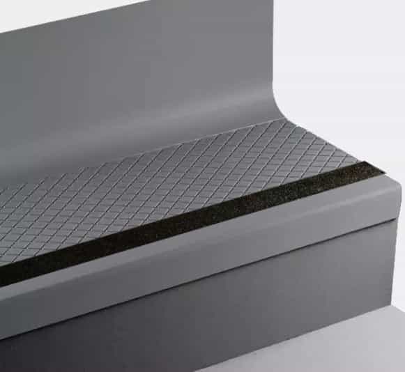 Johnsonite Storm Cloud Diamond Rubber Moulding / Trim - 19" X 36" Angle Fit Stair Tread With Riser (Sq) With Black Grit Tape - Textured