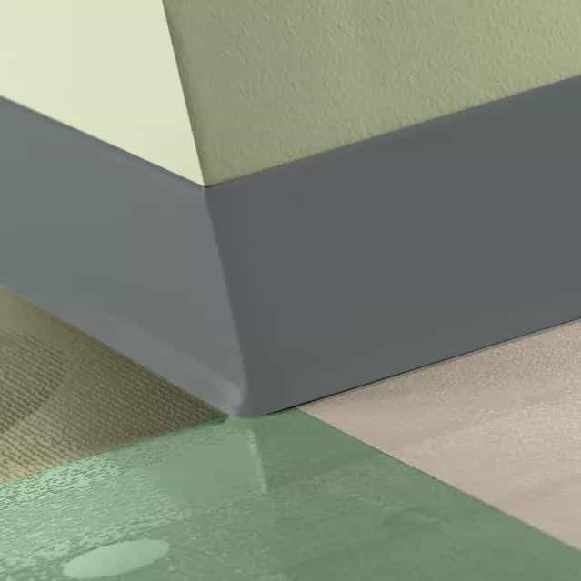 Johnsonite Cool Metal Rubber Baseworks Thermoset Wall Base - 3" X 120 Ft (1440") X 1/8" Toe - Baseworks Thermoset Wall Base