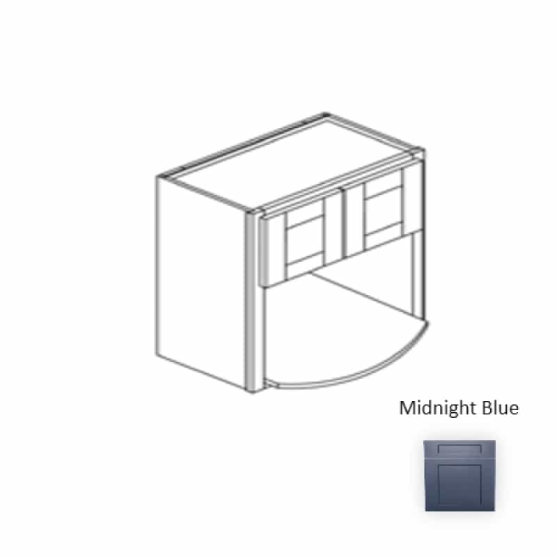 Mb.Wmc2736 Framed Shaker Signature Midnight Blue Natural Clear Coat Wood Kitchen Wall Cabinet - 27" X 36" X 12" - Natural Clear Coat