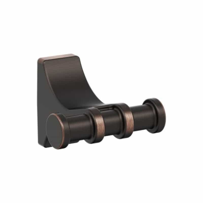 Davenport Zinc & Stainless Steel Double Prong Robe Hook - Oil Rubbed Bronze - 2 13/16" (71 Mm) Length