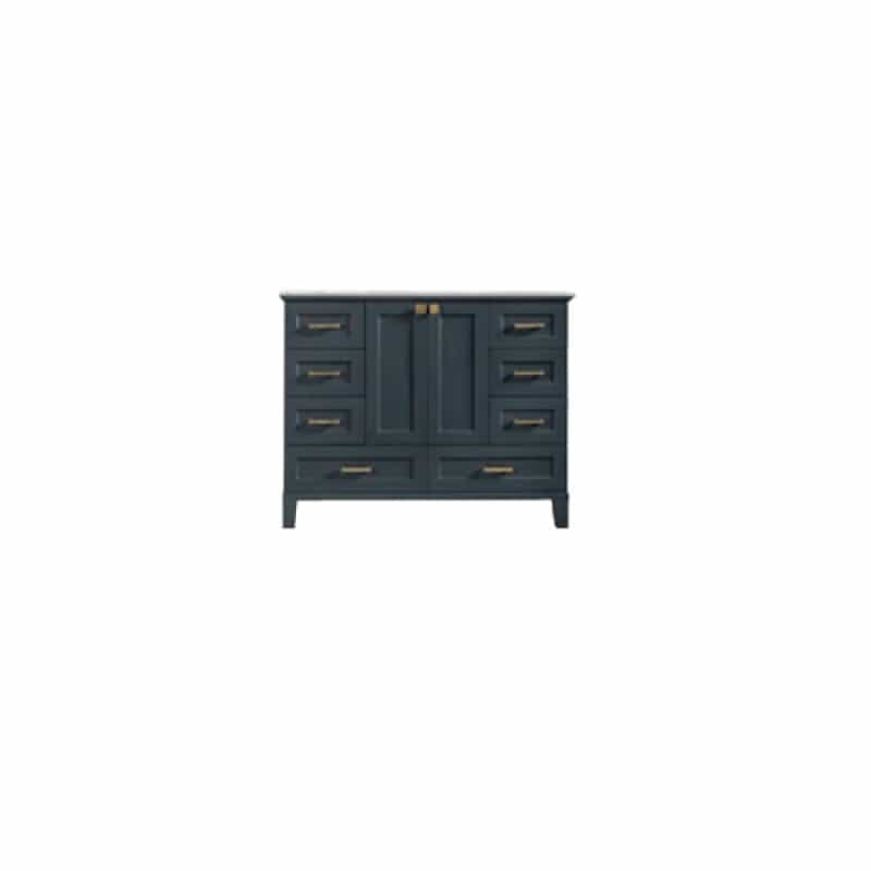 Paloma Dark Grey Wood Freestanding Single Sink Bathroom Vanity With Cashmere Top & Gold Cabinet Pull - 42" (8" Faucet Hole Spacing) (Assembled) - Dark Grey