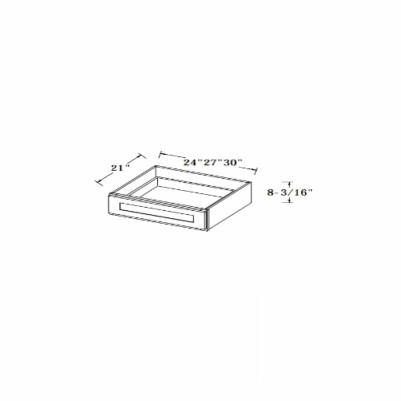 Grey Shaker Wood Kitchen Knee Drawer - 24" X 21" X 6" - Grey Shaker