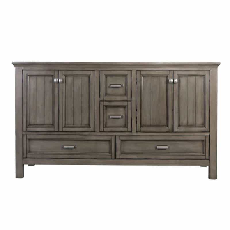 Brantley Distressed Grey Wood Freestanding Bathroom Vanity - 60" - Distressed Grey