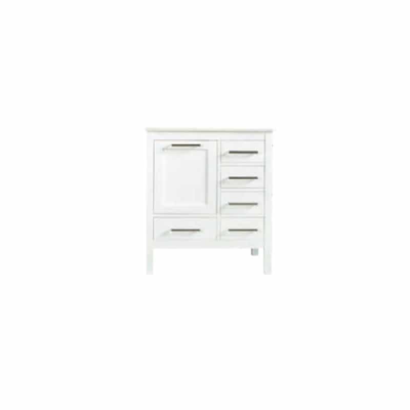 Ashley White Wood Freestanding Bathroom Vanity With Brushed Nickel Cabinet Pull - 30" (Assembled) - White