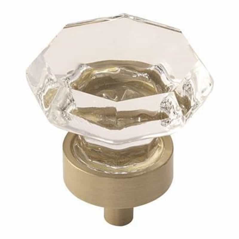 Traditional Classics Zinc & Tempered Glass Cabinet Knob - Clear / Golden Champagne - 1 5/16" (33 Mm) Length