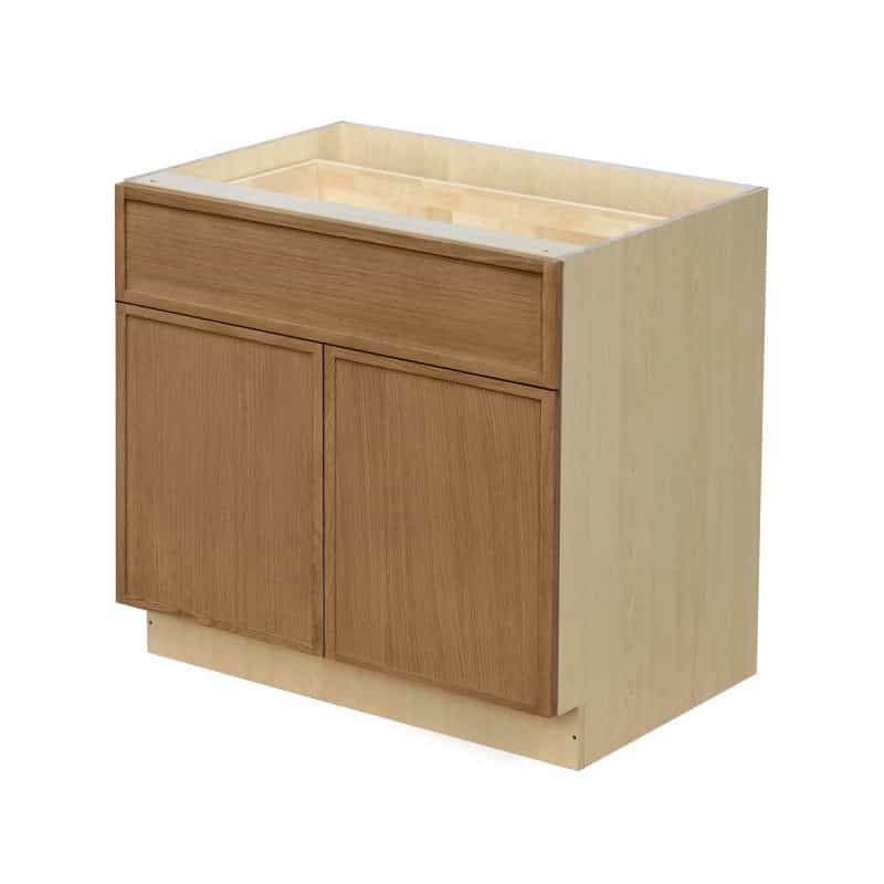 Shady Ickl.B36 Oak Slim Shaker Wood Kitchen Base Cabinet - 36" X 24" X 34 1/2" (Assembly Required) - Oak