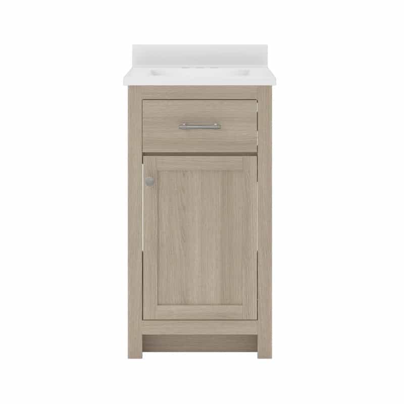 Reese Light Oak Wood Freestanding Single Sink Bathroom Vanity With Cultured Marble Top - 19" - Light Oak