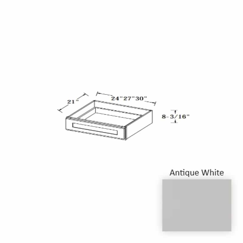 Antique White Wood Kitchen Knee Drawer - 27" X 21" X 6" - Antique White