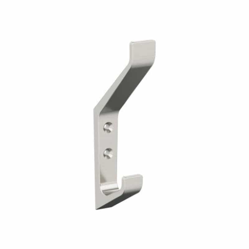 Emerge Zinc Double Prong Decorative Hook - Satin Nickel - 5 7/16" (138 Mm) Length