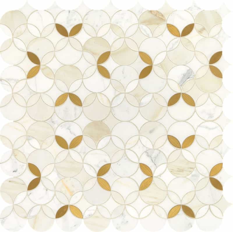 Lavaliere Calacatta Gold With Brass Mixed Mosaic - Shapestry - Polished