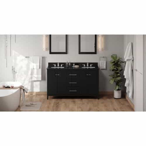 Jeffrey Alexander Black Katara Double Vanity With Black Granite Top