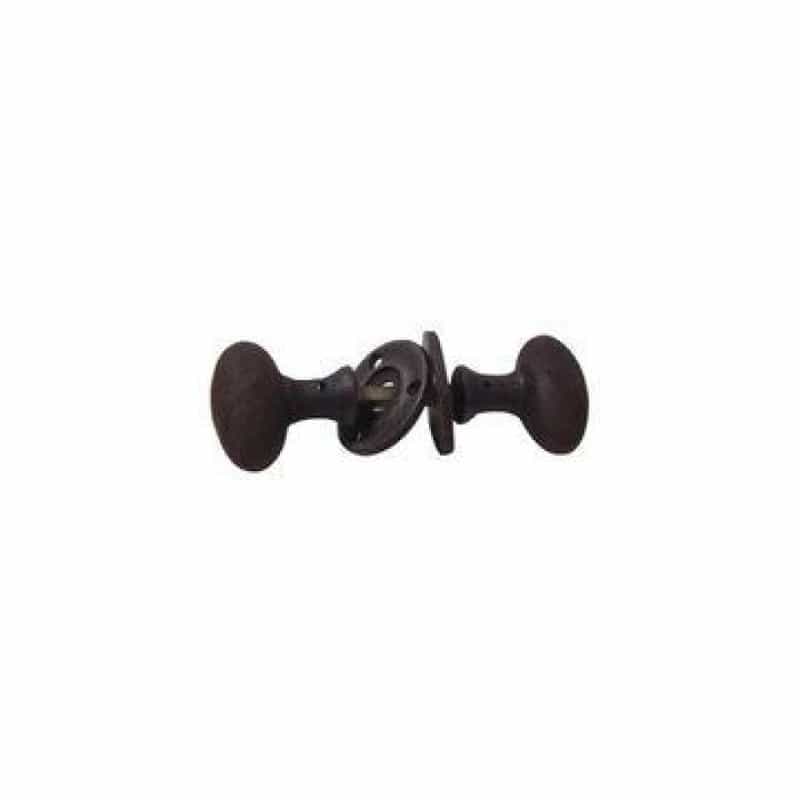 Restorers Iron Oval Knob Set With Rosettes And Spindle