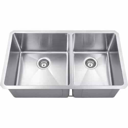 Hardware Resources 32 Inch Handmade Stainless 60/40 Double Kitchen Sink