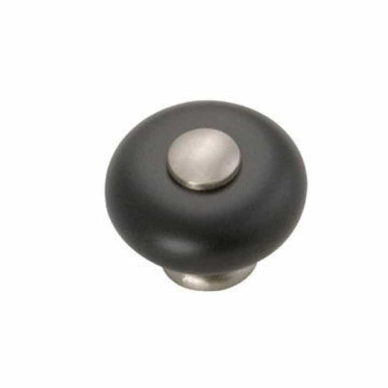 Hickory Hardware Tranquility Black Porcelain Knob With Satin Nickel