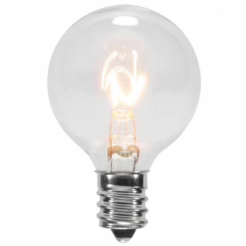 G40 Clear Transparent Globe Lights, E12 - Candelabra Base