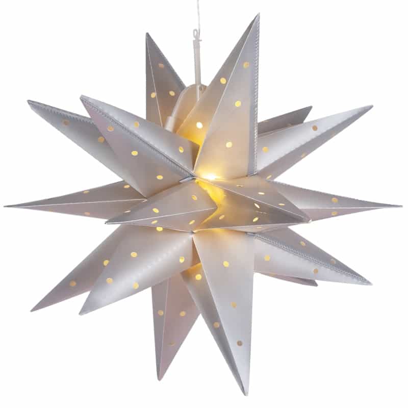 Silver Aurora Superstartm Moravian Star Light, Fold-Flat, Led Lights, Outdoor Rated