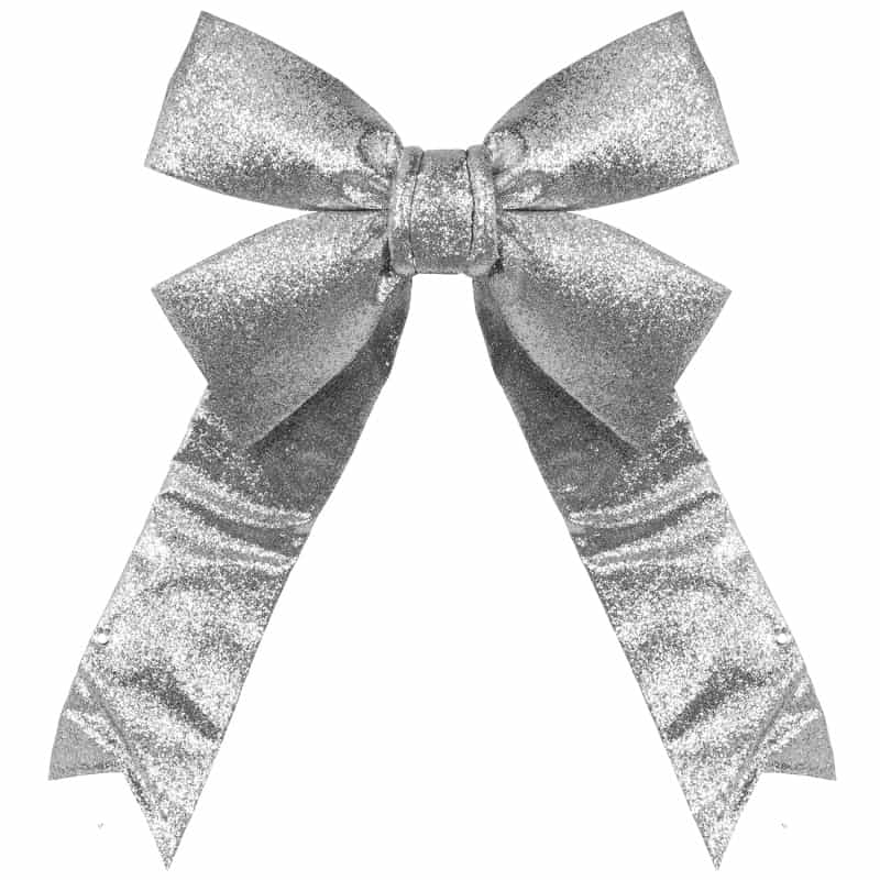 Silver Decorative 3D Glitter Bow