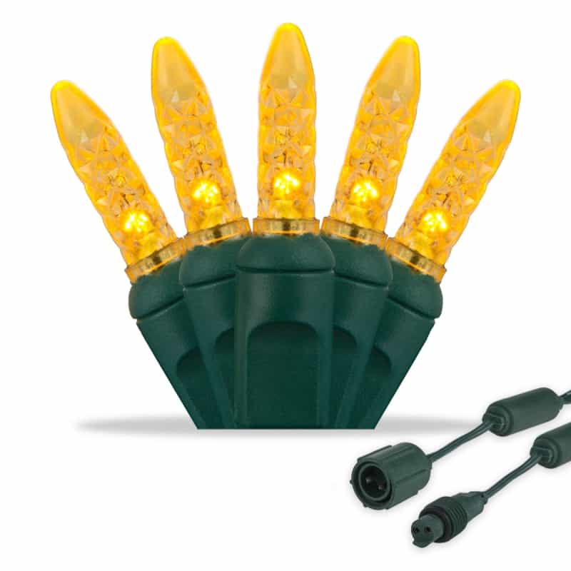 M5 Gold Led Christmas Tree Lights On Commercial Green Wire