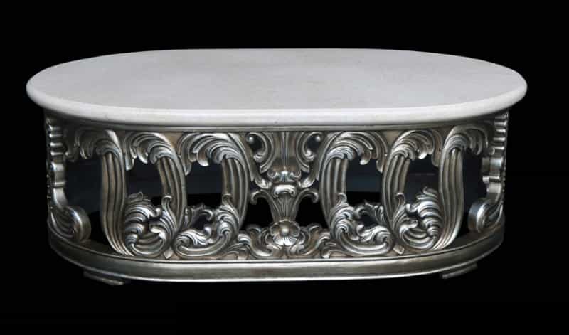 Platine Oval Crema Marble Top Coffee Table