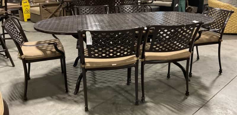 Savannah Outdoor Aluminum Oval Dining Table Set Of 7 (Kit)