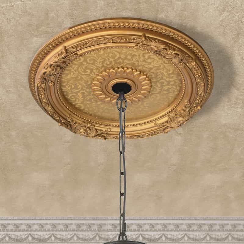 Golden Leaf Chandelier Ceiling Medallion 24In