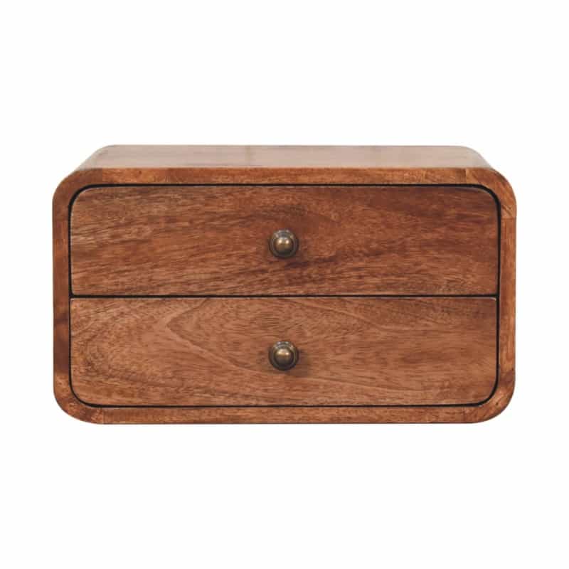 Honey Caramel 2 Drawer Floating Bedside