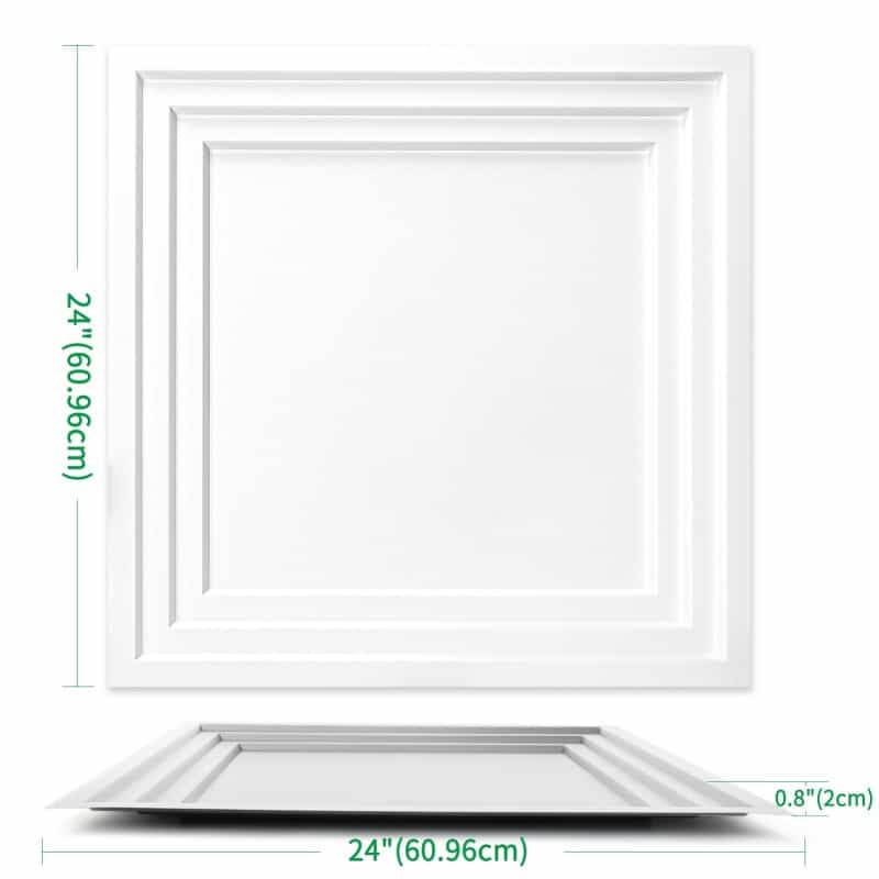 A10925wt12-Art3d 12-Pack 24×24 Inch Pvc Waterproof Drop Ceiling Tiles For Home déCor - 2X2 Ft 3D Modern Ceiling Panel For Suspended Grid, White