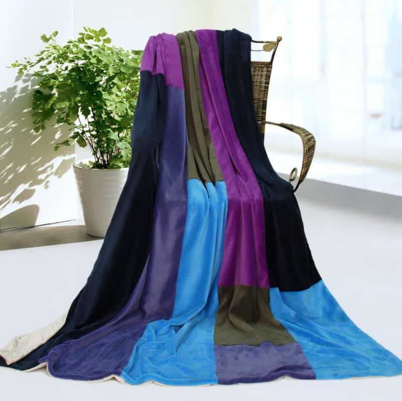 Soft Coral Fleece Patchwork Throw Blanket - Good Life