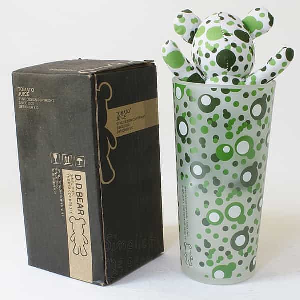 Sync - Stuffed Bear Glass Cup - Bubble Green