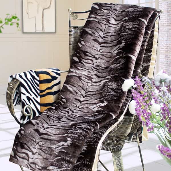 Micro Mink Fur Throw Blanket W - Tiger Brown