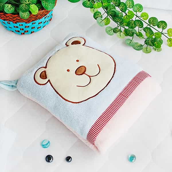 Fleece Throw Blanket Pillow Cushion - Blue Bear
