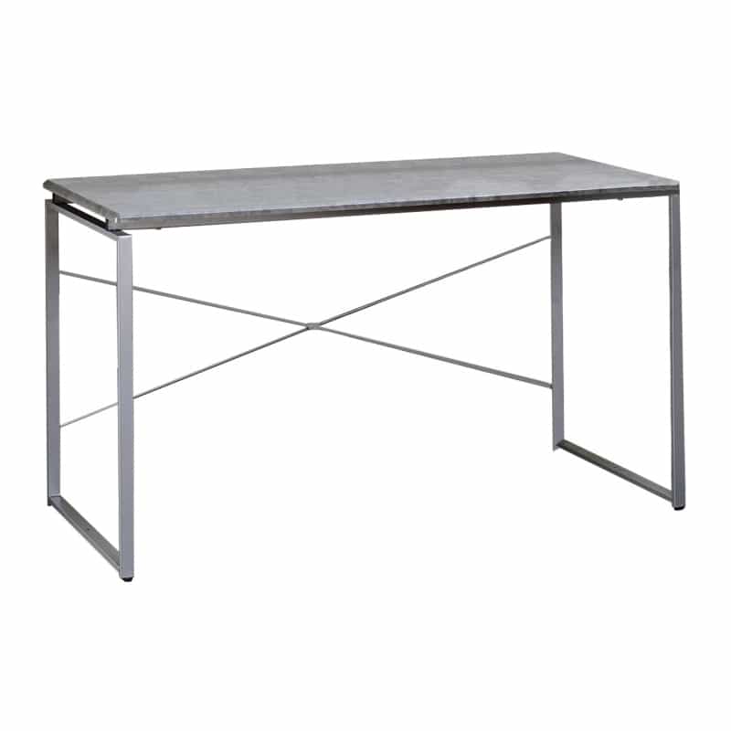 Sled Base Rectangular Table With X Shape Back And Wood Top,Gray And Silver