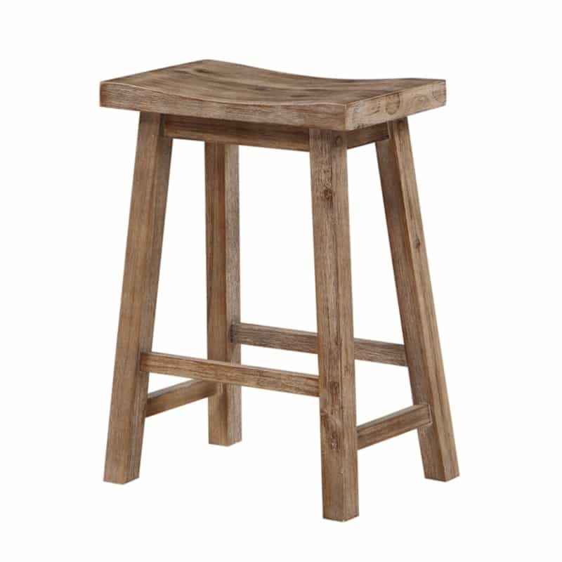 Wooden Frame Saddle Seat Counter Height Stool With Angled Legs, Brown