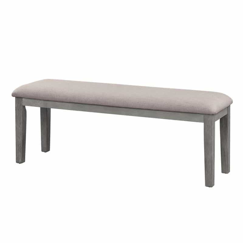 Rectangular Style Wooden Bench With Fabric Upholstered Seat, Gray