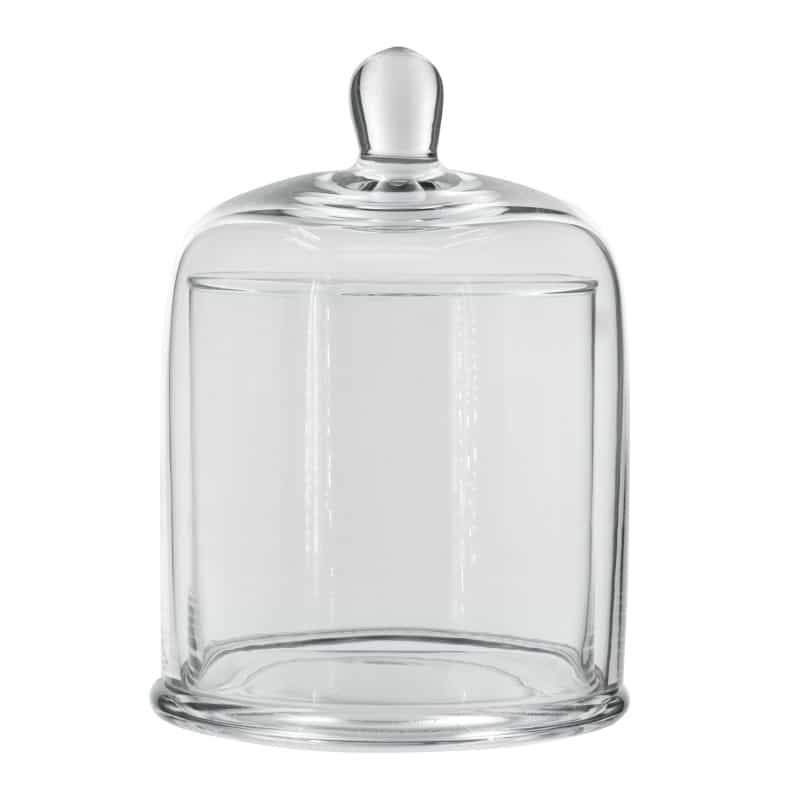 Set Of 2 Large Glass Serving Platters With Dome And Finial Handle, Clear