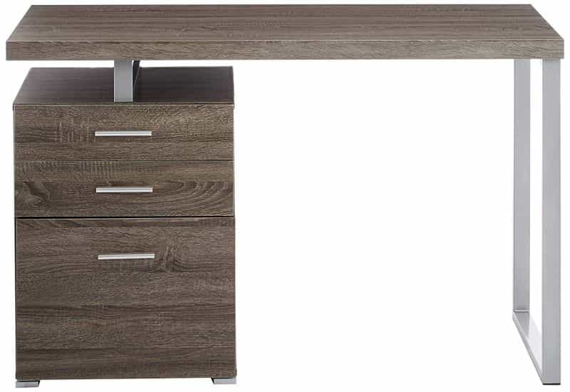 Modish Office Desk With File Drawer, Gray