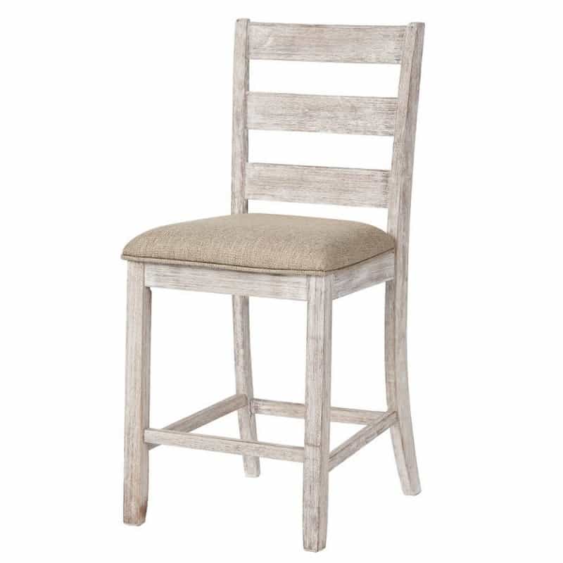 Myra Barstool Chair Set Of 2 | Padded Seats And Ladderbacks | Dual Tone Weathered White Brown