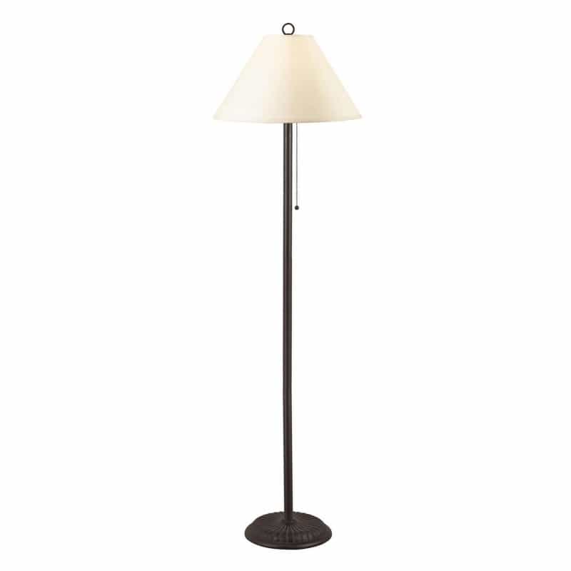 Metal Floor Lamp With Pull Chain Switch And Paper Shade, Off White And Black